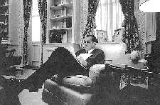 Nixon reading early galleys of this novel.